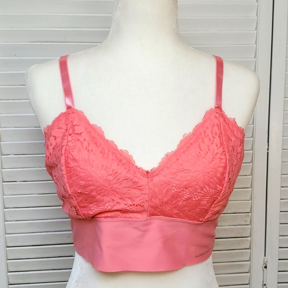 Adrienne Vittadini  Coral Pink Lace Bralette Size XL